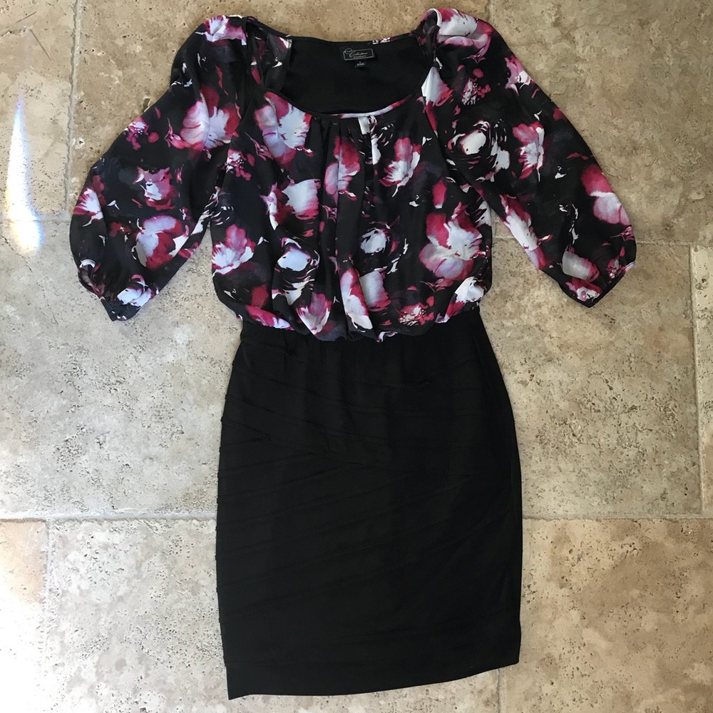 Burgundy and Black floral dress